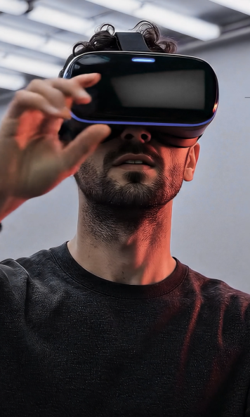 A man wearing VR glasses